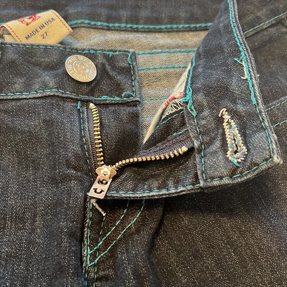 True Religion Women’s Straight Jeans with Colored Embroidered Logo Size 27 - Picture 5 of 14